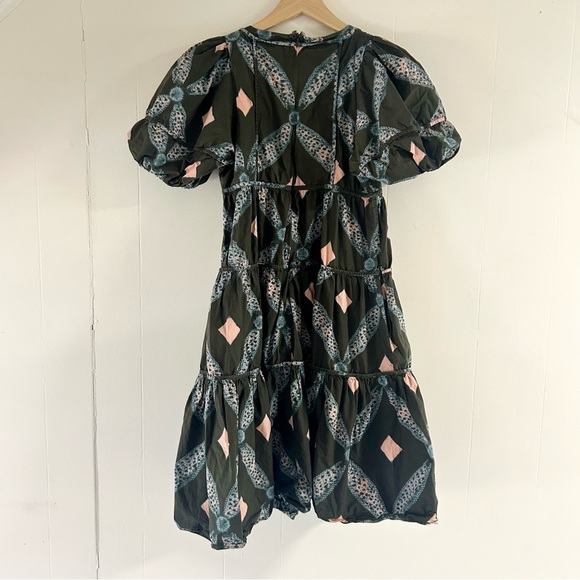 Ulla Johnson Nora Printed Dress in Army Green sz 4 - Picture 4 of 6